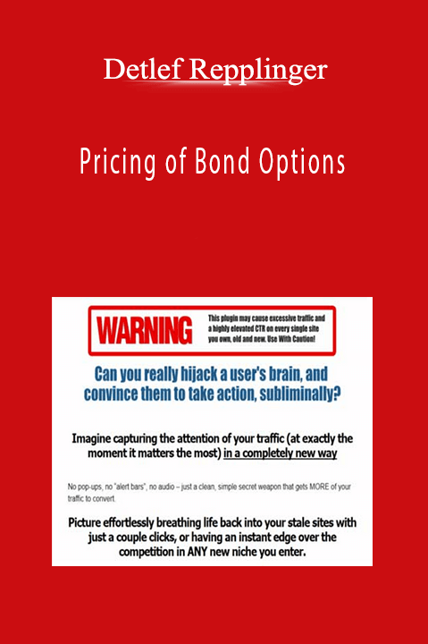 Detlef Repplinger - Pricing of Bond Options Detlef Repplinger - Pricing of Bond Options